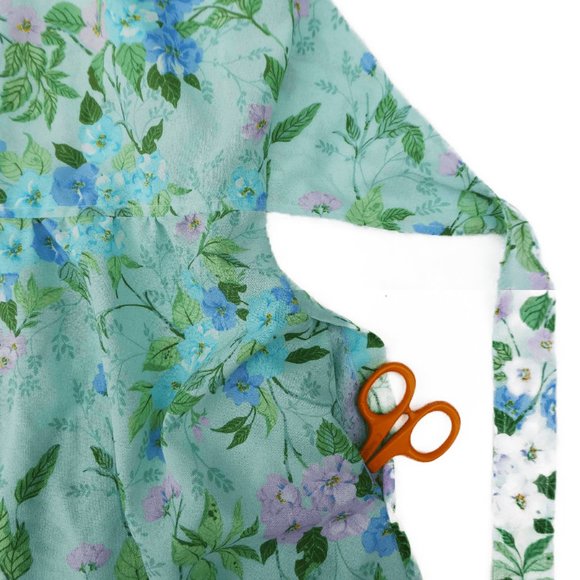 Vintage Farmhouse Dress Handmade Pastel Floral Green Blue Pink Tie Back Pockets - Picture 5 of 7